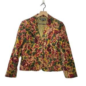 Sara Jane Blazer Women's Size 4 Pink Floral Tapestry 2-Button Career Casual